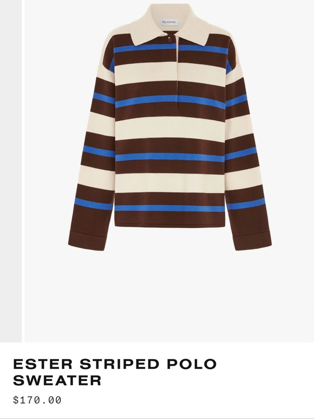ALIGNE ESTER STRIPED POLO SWEATER